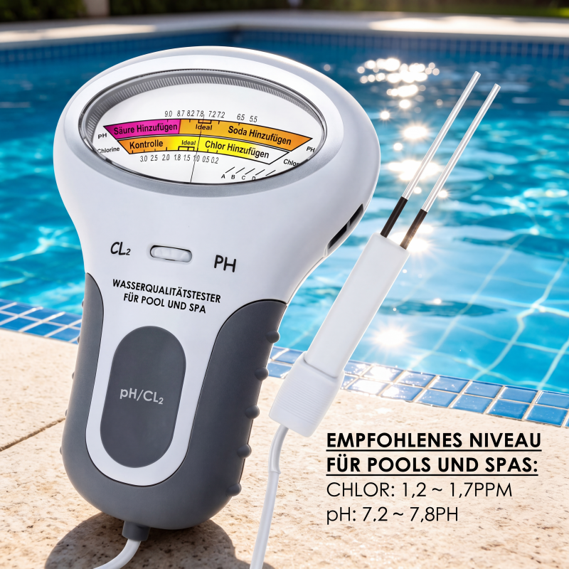 🔬🏊 50% RABATT! pH- & Chlormessgerät für Schwimmbäder – Präzise Messung von pH-Wert & Chlorgehalt – Einfach, schnell & zuverlässig 💧✨