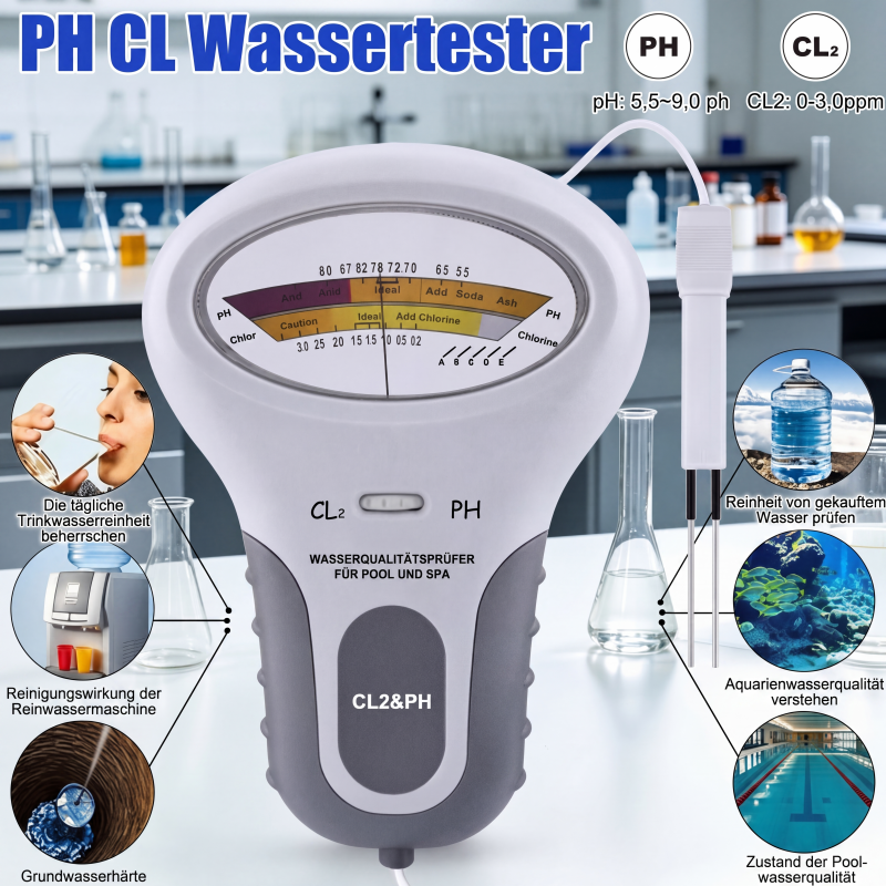 🔬🏊 50% RABATT! pH- & Chlormessgerät für Schwimmbäder – Präzise Messung von pH-Wert & Chlorgehalt – Einfach, schnell & zuverlässig 💧✨