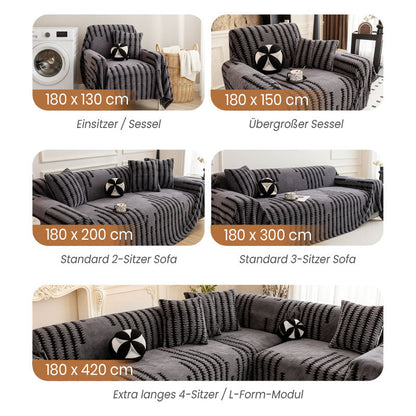 🛋️ 50% RABATT 2026! ✨ Plüsch Sofaüberwurf - Extra Dicke & Rutschfeste Decke mit Elastischen Kanten für Herbst und Winter 🍂❄️