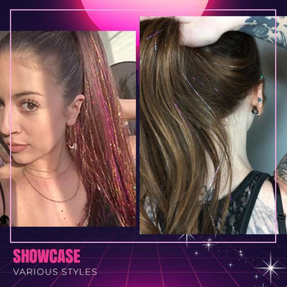 💯 Lassen Sie Ihr Haar glänzen😍Glitzernde Haarflitter Seidenverlängerung