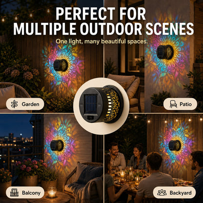⏰ 50 % RABATT – Nur für kurze Zeit☀️ Solar-Wandleuchte für Außenbereiche ✨ Zylindrisches Design mit Lichtmuster – Wetterfest für Garten, Terrasse & Balkon