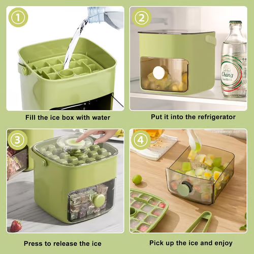 🔥Sommer-Sonderangebot 50 % Rabatt🧊Tragbarer Eisbereiter mit Deckel und Aufbewahrungsbox (48 Eiswürfel).