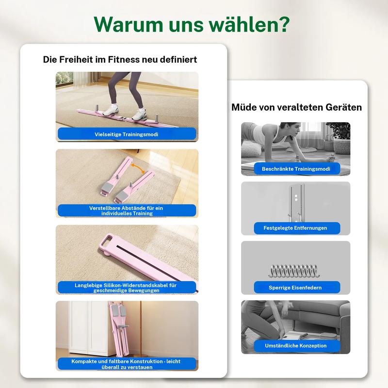 💃🌟 Pilates-Reformer mit Timer & Widerstandsbändern ✨💪 Faltbarer Multifunktionstrainer für Bauch, Rücken, Schultern & Beine – effizientes Home-Workout, kompakt & langlebig