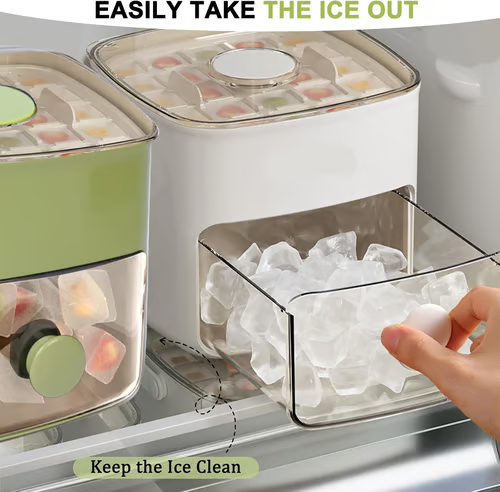 🔥Sommer-Sonderangebot 50 % Rabatt🧊Tragbarer Eisbereiter mit Deckel und Aufbewahrungsbox (48 Eiswürfel).