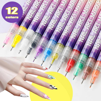 🎨🎨Weihnachtsangebot – 60 % Rabatt💅💅12 Farben Nagelkunst-Stifte Set🎨