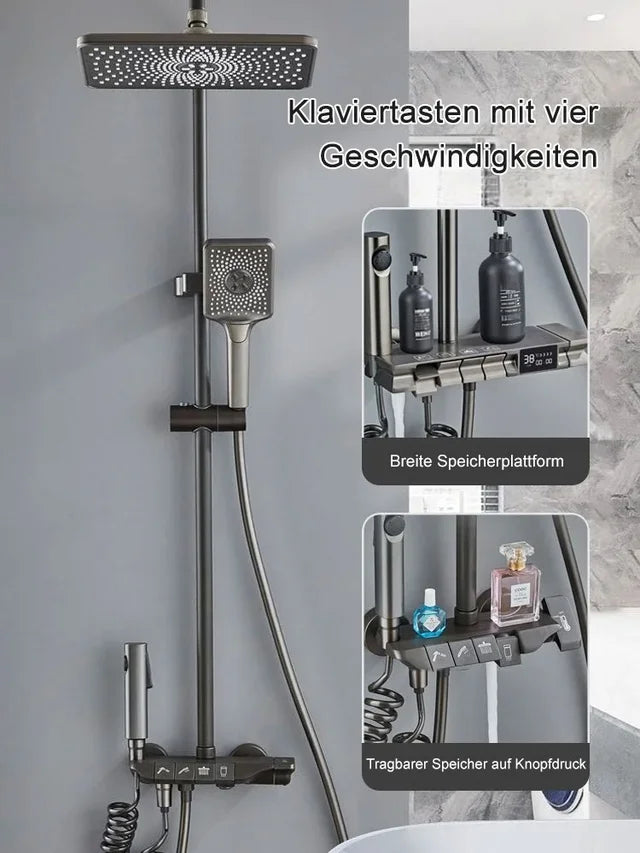 🛍️ 50 % Rabatt – Duschset mit Aufputz-Armatur, wandmontiert & Brauseset, Vollkupfer, Druckverstärkung, Thermostat – für den täglichen Gebrauch 🚿