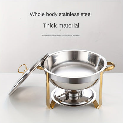 🔥Black-Friday-Mega-Angebot – 50 % Rabatt!🔥Edelstahl Warmhaltebuffet-Garnitur 5QT mit Brennstoffständer, Goldene Speisenwärmer für Feiern