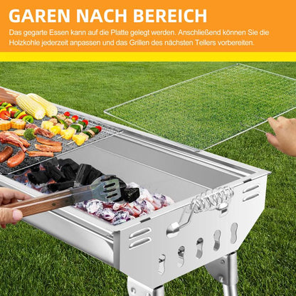 🔥 50% RABATT ! Klappbarer Outdoor-Grill aus Edelstahl – Perfekt für Camping, Garten & BBQ-Partys 🍖