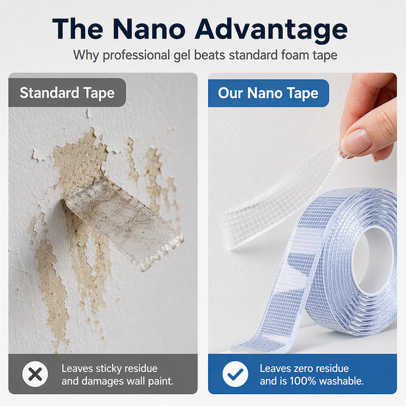 📦 2 KAUFEN, 1 GRATIS! 🔧 Nano-Klebeband – Hinterlässt keine Spuren, wiederverwendbar und transparent – perfekt für alle Oberflächen