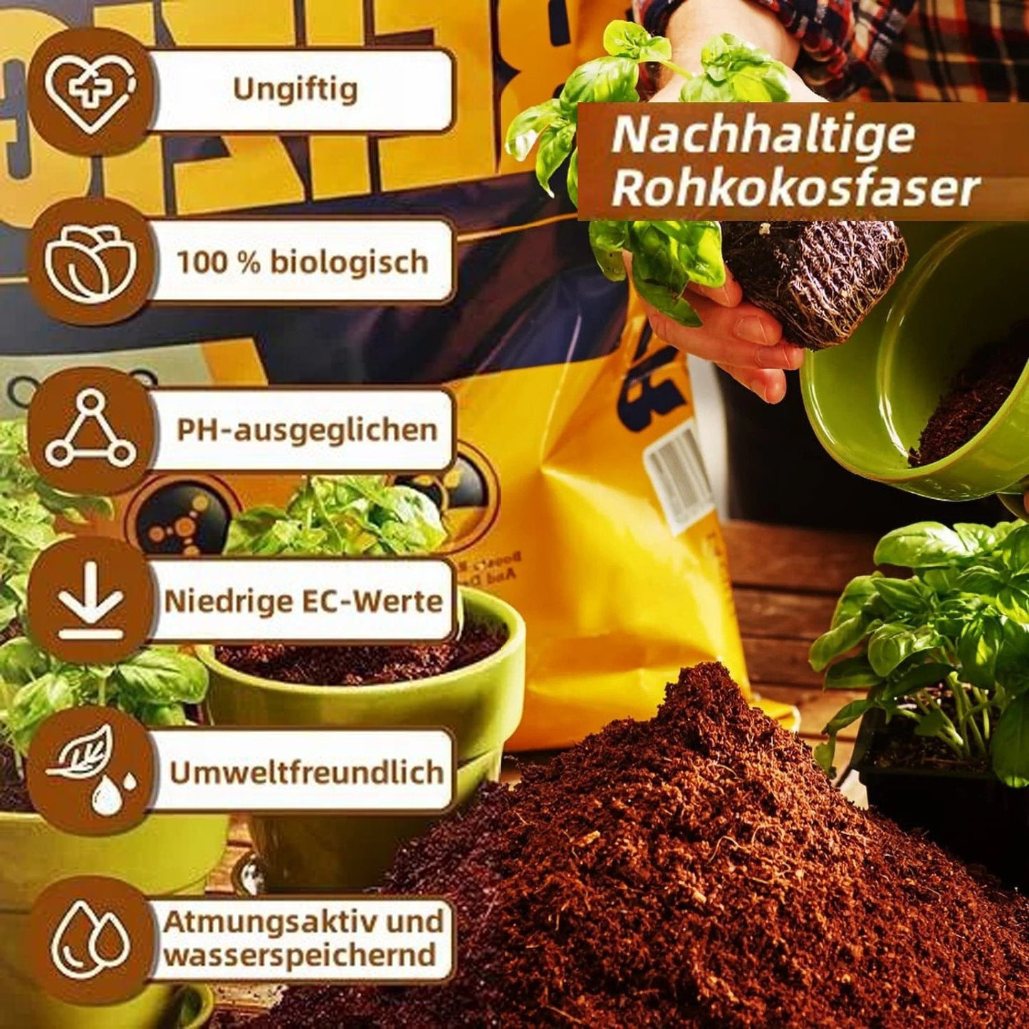 Kokoserde-Ziegel – Nährstoffreiches Pflanzsubstrat für Anzucht, Sukkulenten & Gemüse 🌱🪴