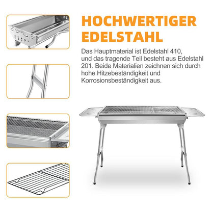 🔥 50% RABATT ! Klappbarer Outdoor-Grill aus Edelstahl – Perfekt für Camping, Garten & BBQ-Partys 🍖