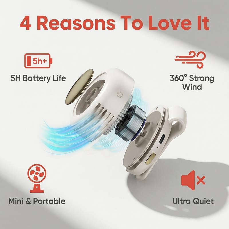 🌀 NUR FÜR KURZE ZEIT: 50% RABATT! ✨ Blattloser Nackenventilator – 360° Rotation, 1,5 Std. Ladezeit, 6 Std. Laufzeit, 3 Geschwindigkeiten ☀️