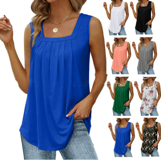🔥50% Rabatt!🌸Blumen-Camisole mit quadratischem Ausschnitt – Boho-Stil, seitlicher Schlitz, leicht & luftig ✨