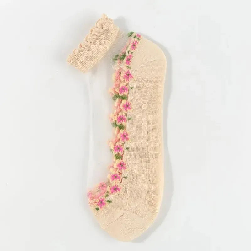 🌺Blumige Spitzensocken für Damen, Frühjahr/Sommer