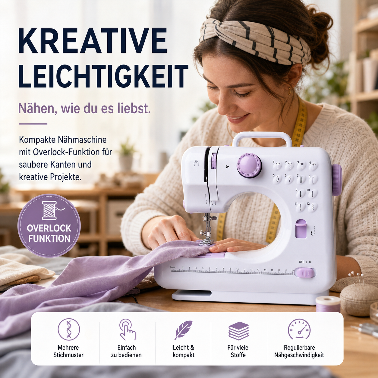 🛍️ 50 % Rabatt – Mini-Nähmaschine für Zuhause – vielseitig, robust & kompakt – mit 12 Stichen, ideal für Reparaturen & DIY-Projekte 🧵