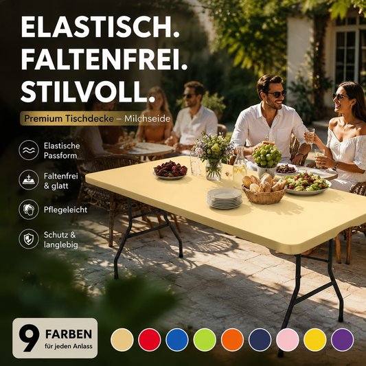 🧩 Passgenaue Spandex-Tischdecke für rechteckige & quadratische Tische – nahtloser Sitz, fleckenfest, waschbar & knitterfrei 🛡️🍽️ Perfekt für Küche, Party & Alltag – dehnbar, langlebig.