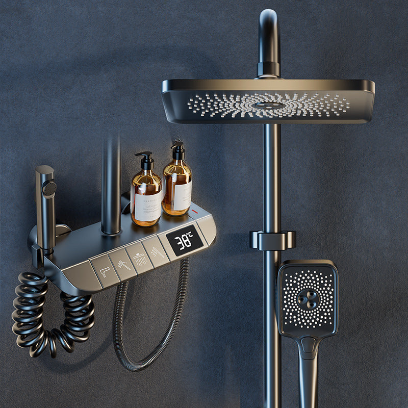 🛍️ 50 % Rabatt – Duschset mit Aufputz-Armatur, wandmontiert & Brauseset, Vollkupfer, Druckverstärkung, Thermostat – für den täglichen Gebrauch 🚿