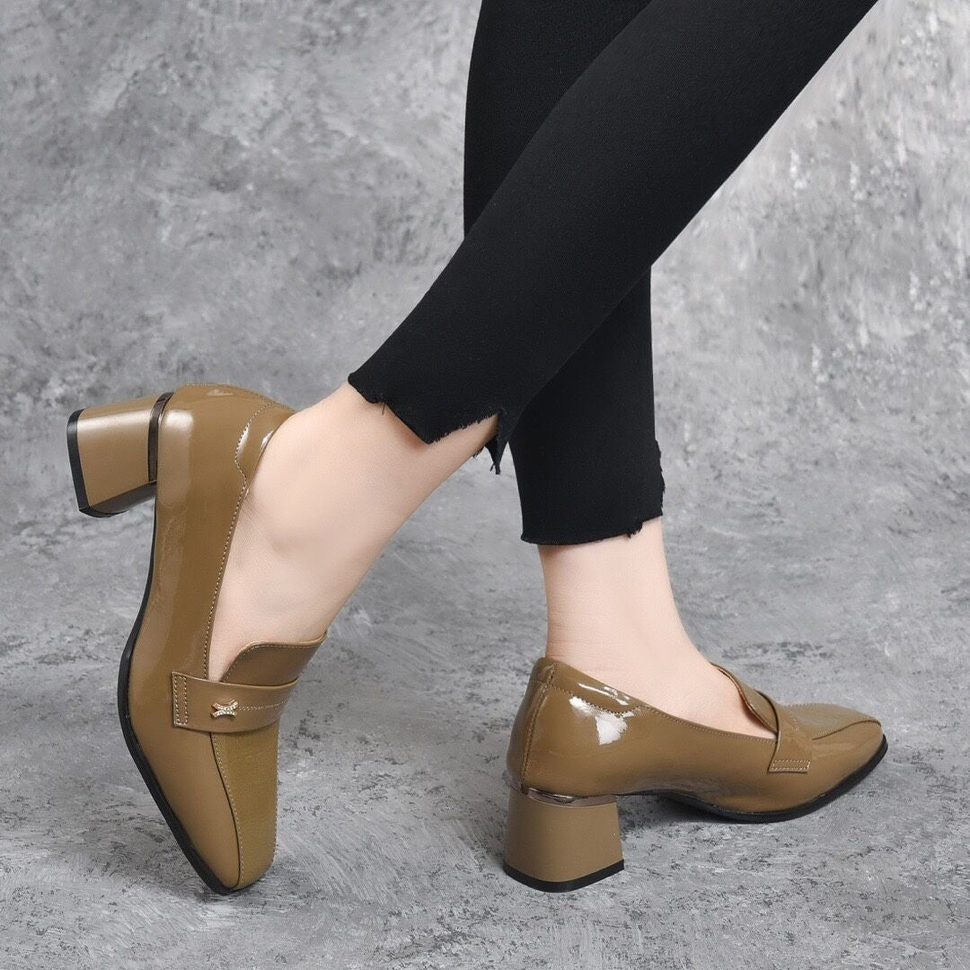 👠Women's Slip On Chunky Mid Heel Loafers