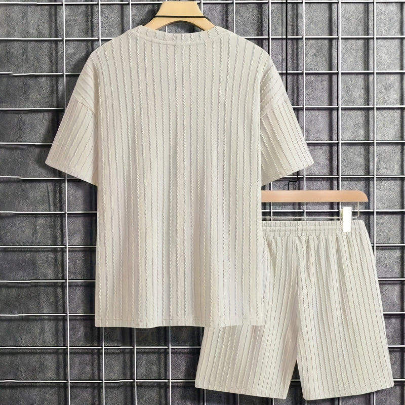 Men’s Summer 2-piece Set - Drop Shoulder T-shirt and Drawstring Shorts