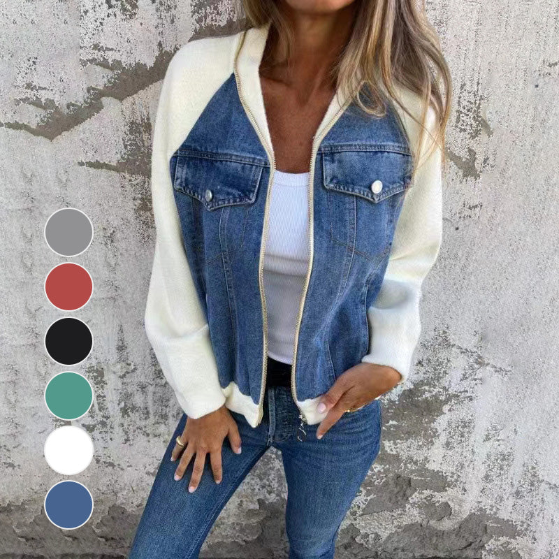 🍂Frühherbstaktion🍂Neue modische kreative Denim-Spleißjacke für Damen