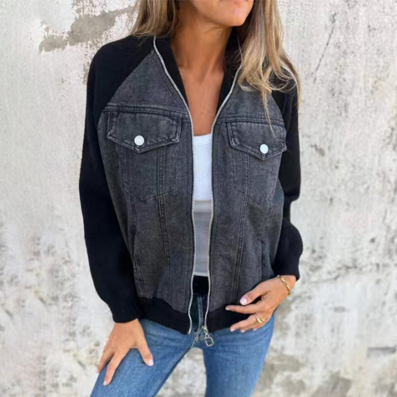 🍂Frühherbstaktion🍂Neue modische kreative Denim-Spleißjacke für Damen