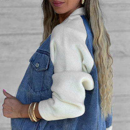 🍂Frühherbstaktion🍂Neue modische kreative Denim-Spleißjacke für Damen