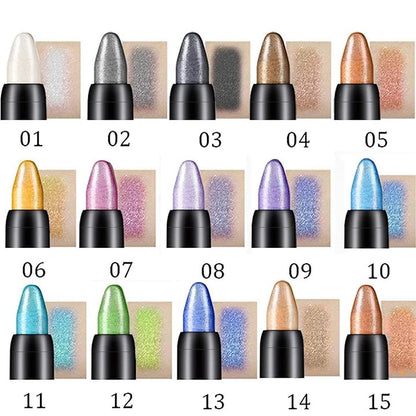 💥Packung mit zwei💥15-Farben-Highlighter-Lidschattenstift, wasserfester Glitzer-Lidschatten-Eyeliner-Stift