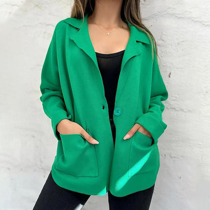 🍂Frühherbst-Sale Super-Tiefpreis🥰Damen Strickjacke mit offener Knopfleiste und Taschen