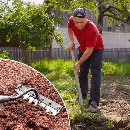 🌿 JETZT 50 % RABATT! 🧤 5/6/7/8 Unkrautrechen mit Gartenzähnen aus Karbonstahl – Langlebig, Ergonomischer Griff & Effizientes Jäten 🌱