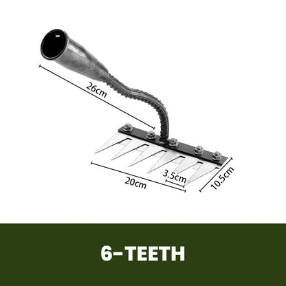 🌿 JETZT 50 % RABATT! 🧤 5/6/7/8 Unkrautrechen mit Gartenzähnen aus Karbonstahl – Langlebig, Ergonomischer Griff & Effizientes Jäten 🌱
