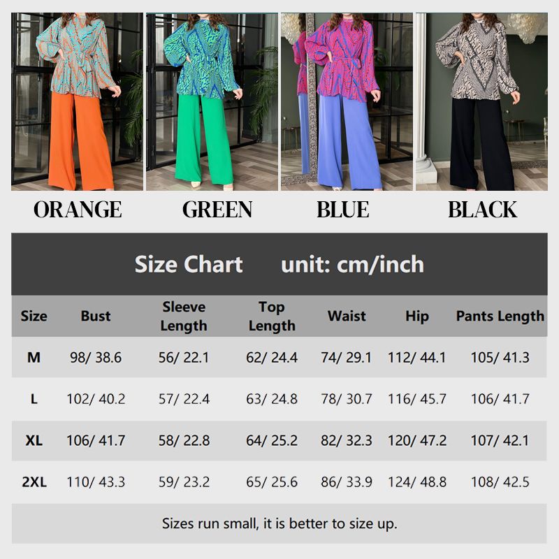 Fashionable Pleated Blouse & Wide-leg Pants 2-piece Set