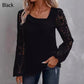 🌸Langarm-Top mit Cut-out und Patchwork-Spitze für Damen🌸