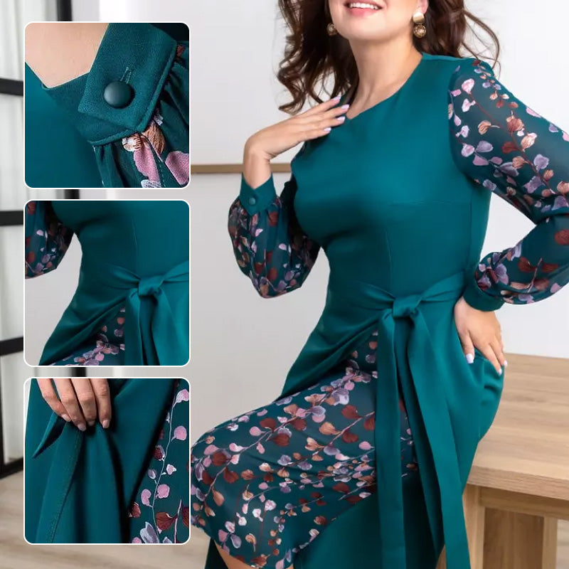 Zum Niedrigstpreis Verkaufen🍂Elegantes langärmeliges Damenkleid mit Print-Details