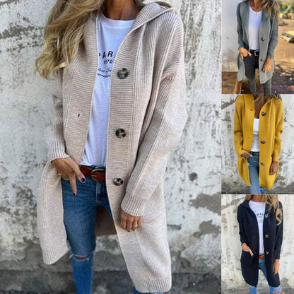 🍂Herbst-Specials🍂Knopfstrickjacke mit Kapuze für Frauen