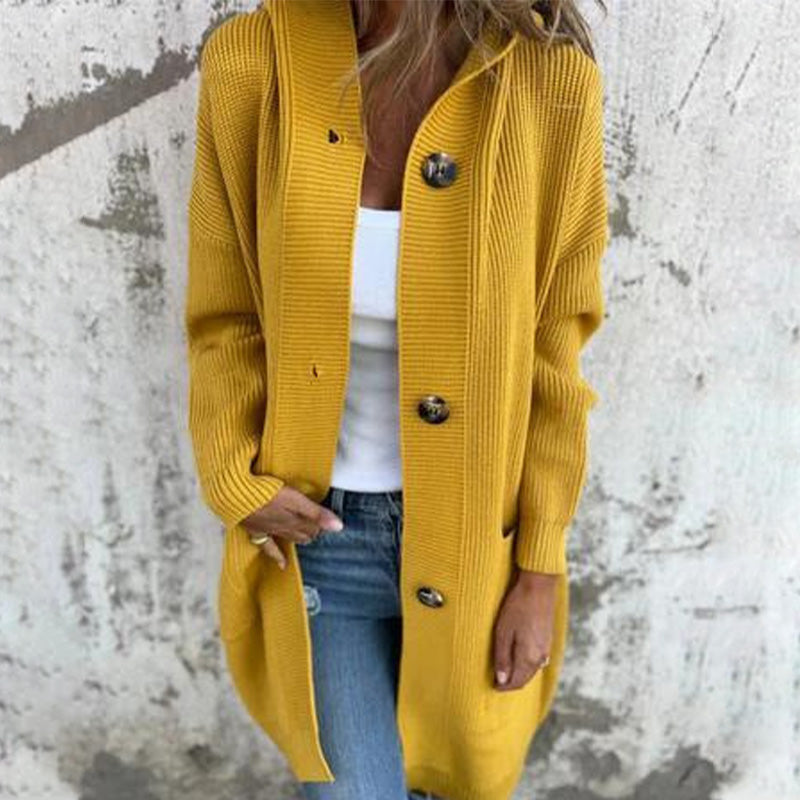 🍂Herbst-Specials🍂Knopfstrickjacke mit Kapuze für Frauen