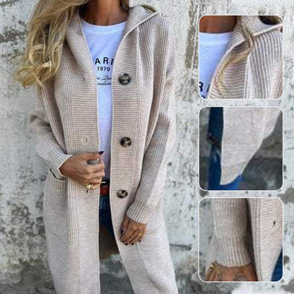 🍂Herbst-Specials🍂Knopfstrickjacke mit Kapuze für Frauen