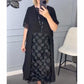 🍂Herbst-Specials🍂Elegantes schwarzes Kleid mit V-Ausschnitt und Unregelmäßige Outwear (2-teiliges Set)