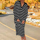 🍂Herbst-Specials🍂 Elegant V-Neck Striped Split Hem Dress