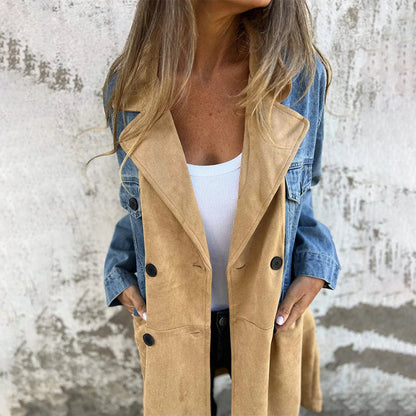 Winterangebot❄️Mittellanger Trenchcoat mit Denim-Jeans-Nähten