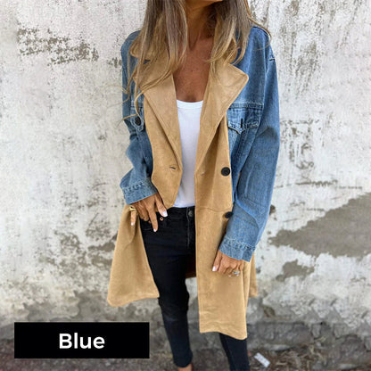 Winterangebot❄️Mittellanger Trenchcoat mit Denim-Jeans-Nähten