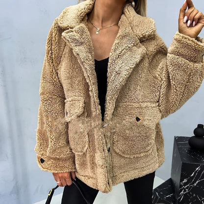 ❄️Winter-Specials❄️ Women's Thick Revers Doppeltasche Jacke