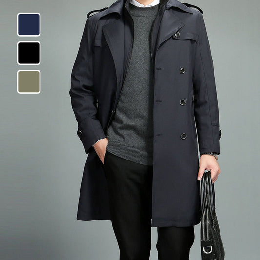 ❄️Winter-Specials❄️ Lässiger Herren Trenchcoat mit Revers und abnehmbarem Innenfutter