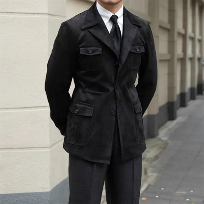 ❄️Winter Specials❄️ Herren-Kunstleder-Blazerjacke mit Taschen