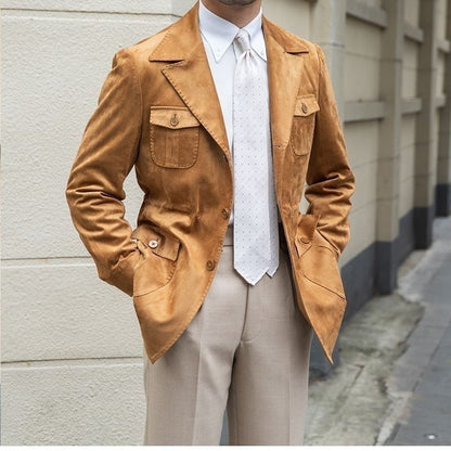 ❄️Winter Specials❄️ Herren-Kunstleder-Blazerjacke mit Taschen