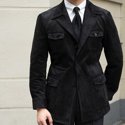 ❄️Winter Specials❄️ Herren-Kunstleder-Blazerjacke mit Taschen