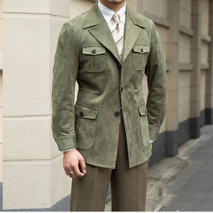 ❄️Winter Specials❄️ Herren-Kunstleder-Blazerjacke mit Taschen