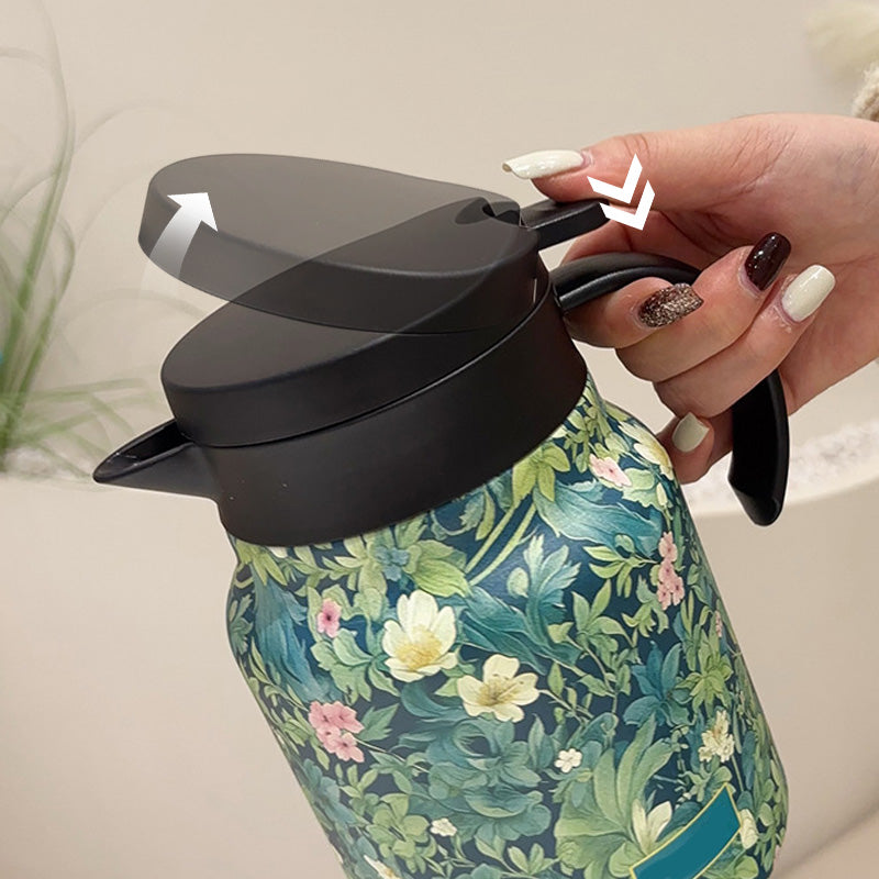 🍂☕ Isolierte Teekanne mit Sieb – Edelstahl, 1L, stundenlang heiß