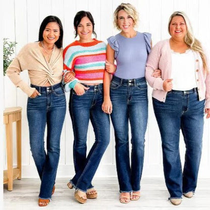 🍁 Lässige Damenjeans mit hoher Taille und Taschen