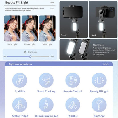 💥Zeitlich begrenzter Verkauf - 50% OFF💥360° drehbarer, faltbarer 3-Achsen Gimbal Stabilizer für Smartphones