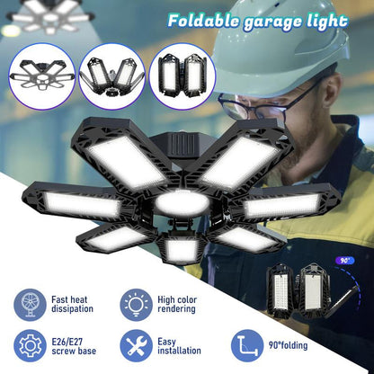 Helle LED-Garagenleuchte mit verformbaren Paneelen